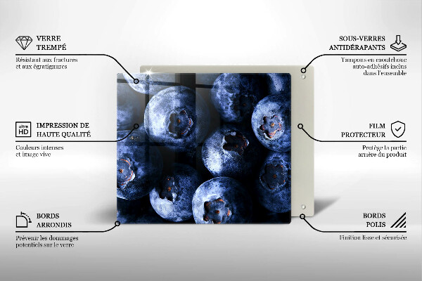 Steklena podloga za rezanje Jagode od blizu