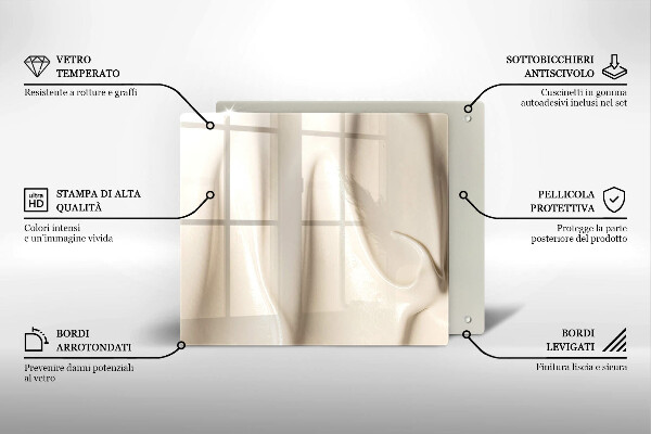 Steklena podloga za rezanje Kremni sladoled