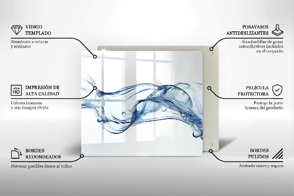 Steklena podloga za rezanje Kristalna voda