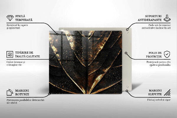 Steklena podloga za rezanje Zlati lističi