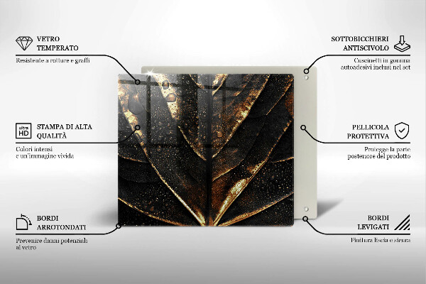 Steklena podloga za rezanje Zlati lističi