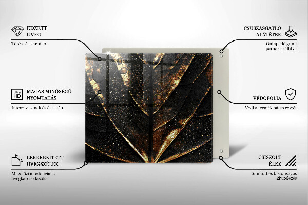 Steklena podloga za rezanje Zlati lističi