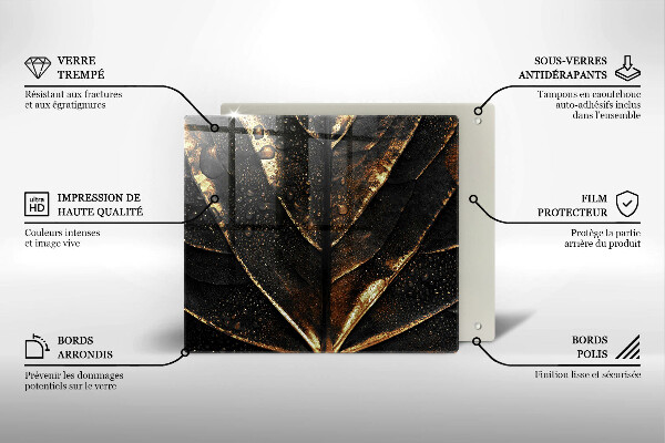 Steklena podloga za rezanje Zlati lističi