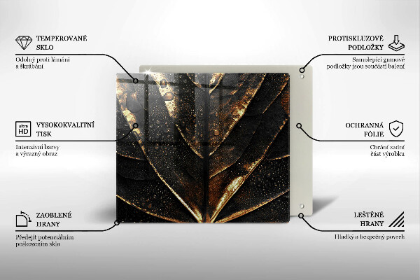 Steklena podloga za rezanje Zlati lističi