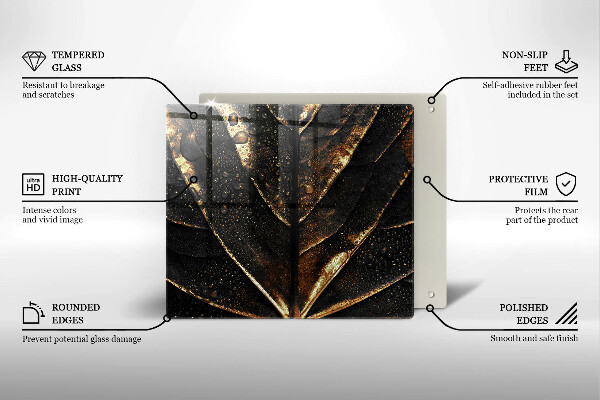 Steklena podloga za rezanje Zlati lističi