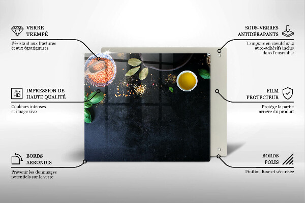 Steklena podloga za rezanje Sklede z začimbami