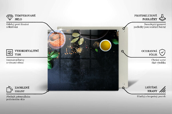 Steklena podloga za rezanje Sklede z začimbami