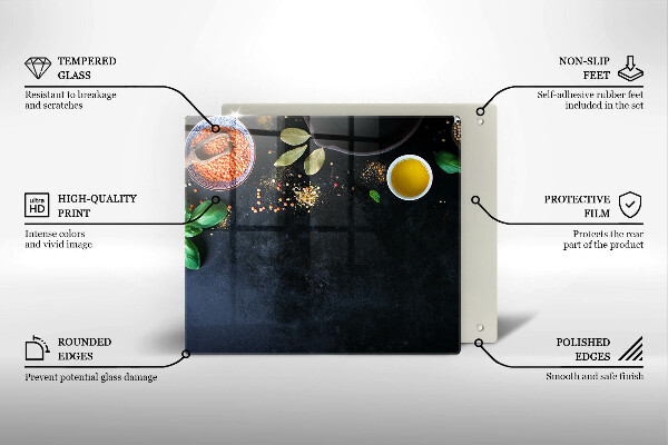 Steklena podloga za rezanje Sklede z začimbami