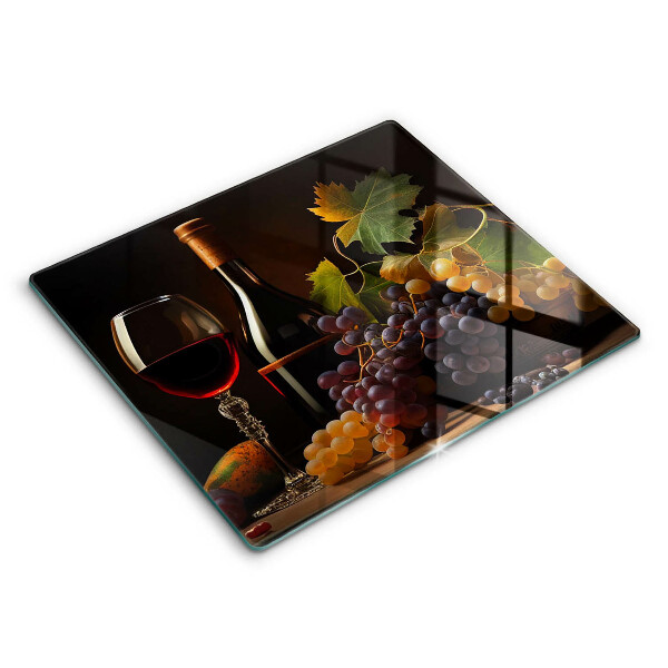 Steklena podloga za rezanje Kozarec vina in grozdje
