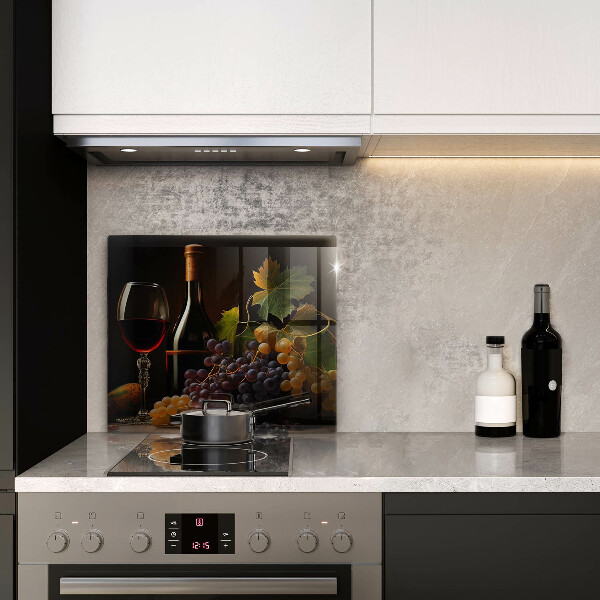 Steklena podloga za rezanje Kozarec vina in grozdje