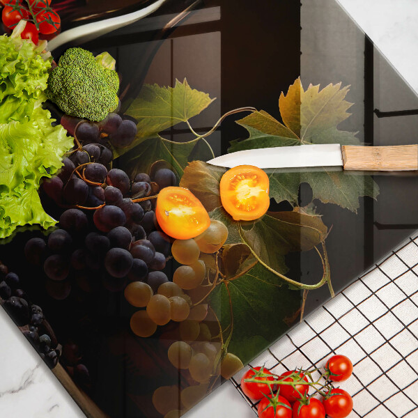 Steklena podloga za rezanje Kozarec vina in grozdje