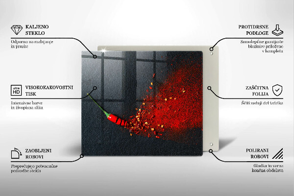 Steklena podloga za rezanje Čili poper