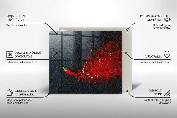 Steklena podloga za rezanje Čili poper