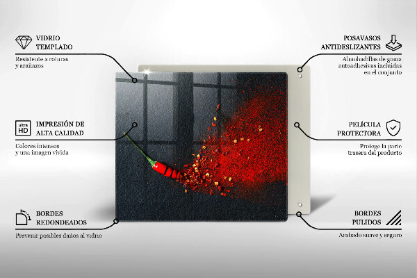 Steklena podloga za rezanje Čili poper