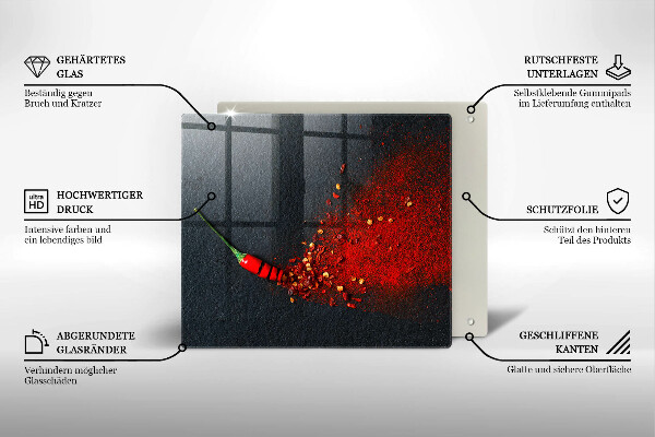 Steklena podloga za rezanje Čili poper