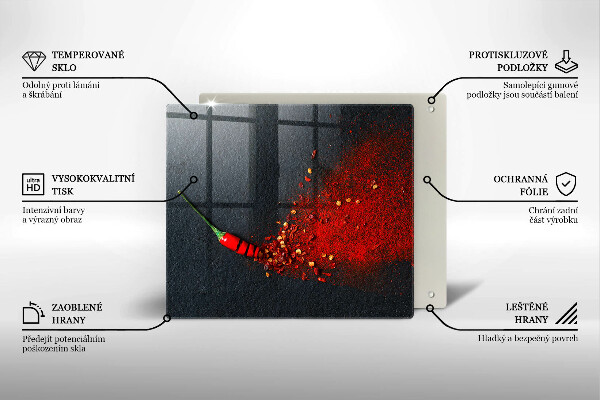 Steklena podloga za rezanje Čili poper