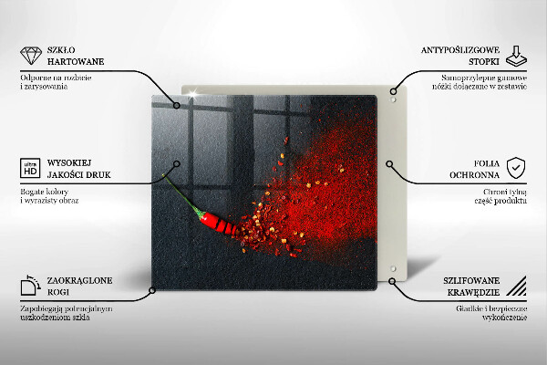 Steklena podloga za rezanje Čili poper