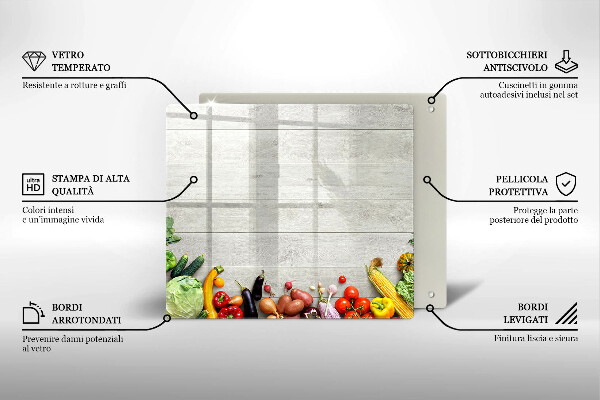 Steklena podloga za rezanje Zelenjava na deskah