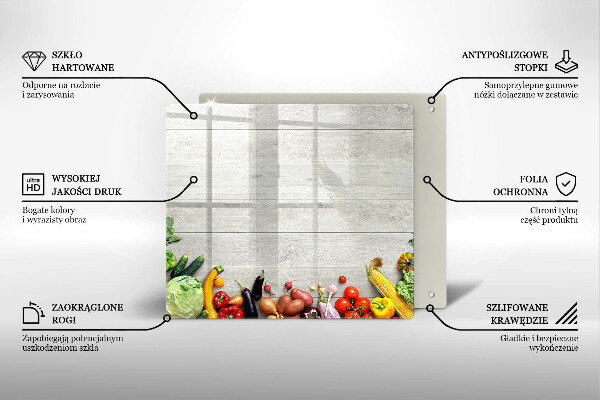 Steklena podloga za rezanje Zelenjava na deskah