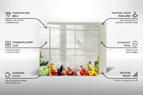 Steklena podloga za rezanje Zelenjava na deskah