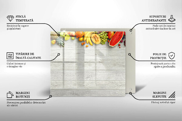 Steklena podloga za rezanje Sadje na deskah