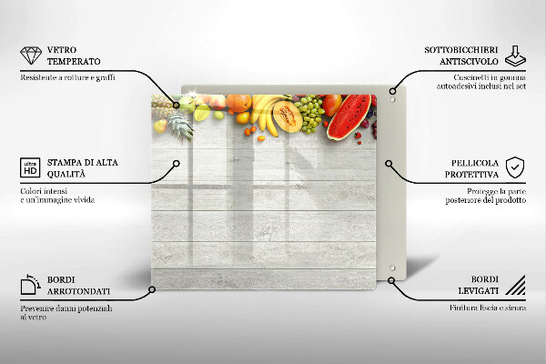 Steklena podloga za rezanje Sadje na deskah