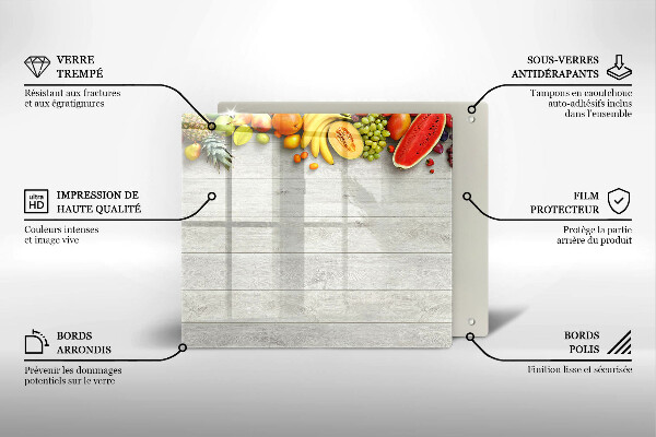 Steklena podloga za rezanje Sadje na deskah