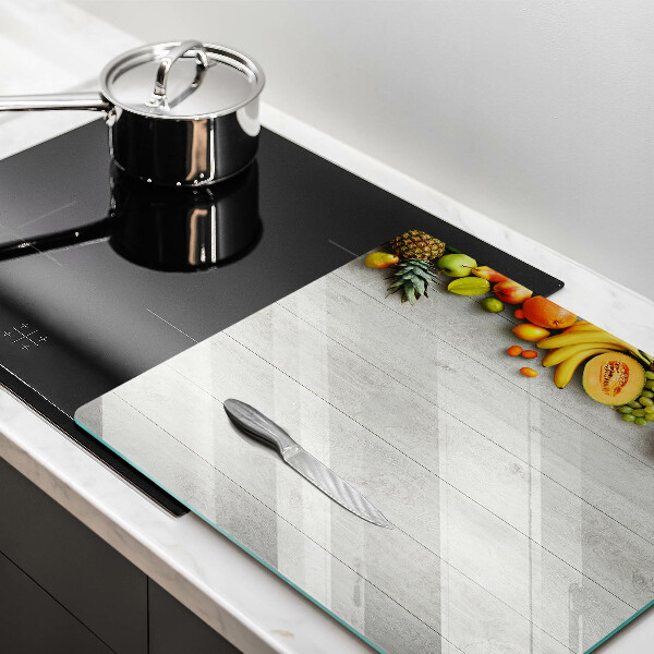 Steklena podloga za rezanje Sadje na deskah