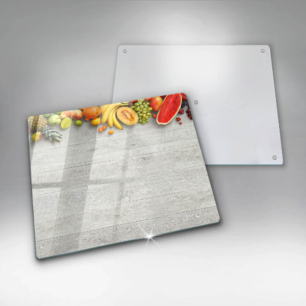 Steklena podloga za rezanje Sadje na deskah