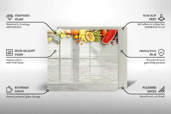 Steklena podloga za rezanje Sadje na deskah