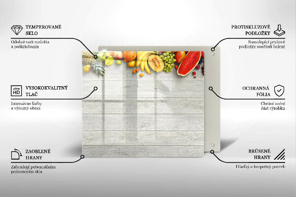 Steklena podloga za rezanje Sadje na deskah