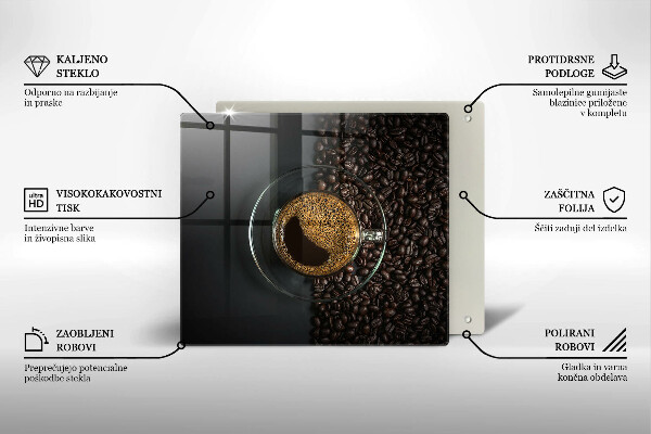 Steklena podloga za rezanje Kava in fižol
