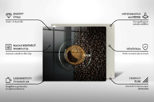 Steklena podloga za rezanje Kava in fižol