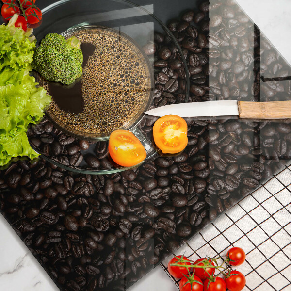 Steklena podloga za rezanje Kava in fižol