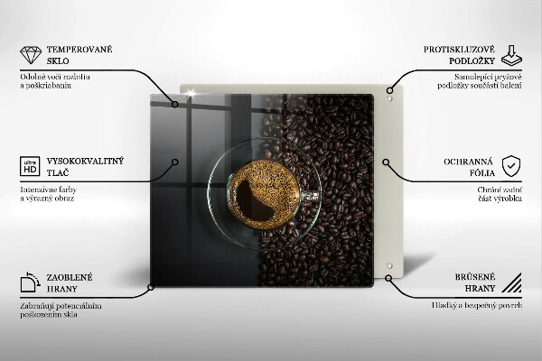 Steklena podloga za rezanje Kava in fižol