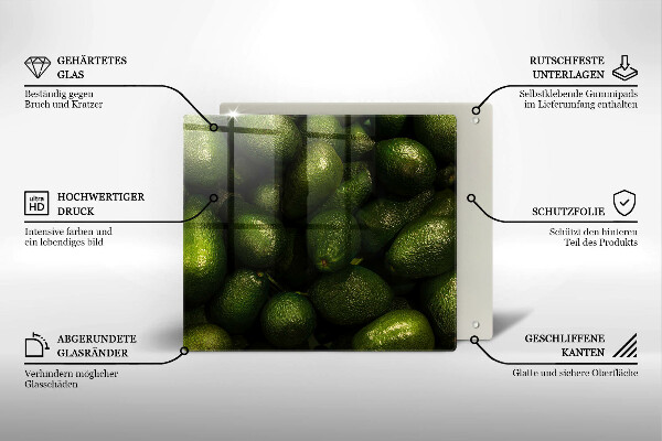 Steklena podloga za rezanje Sadje avokada