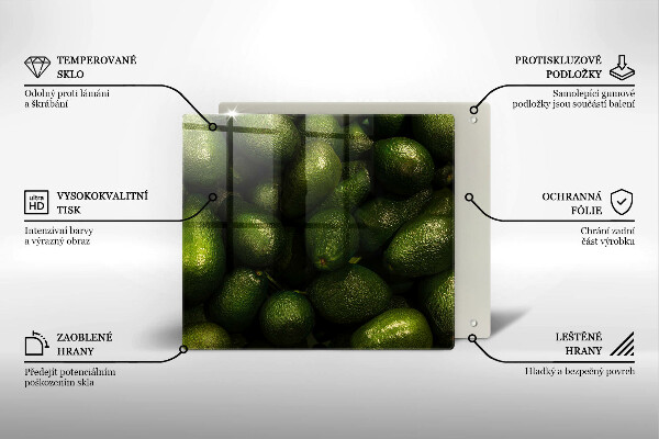 Steklena podloga za rezanje Sadje avokada