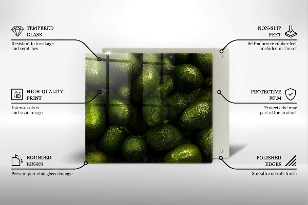 Steklena podloga za rezanje Sadje avokada