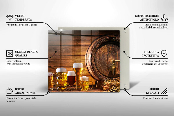 Steklena podloga za rezanje Sod piva