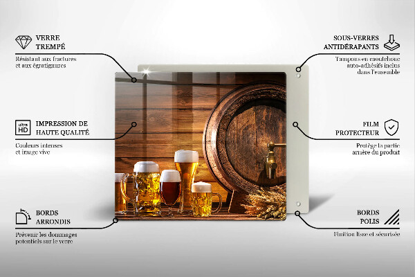 Steklena podloga za rezanje Sod piva