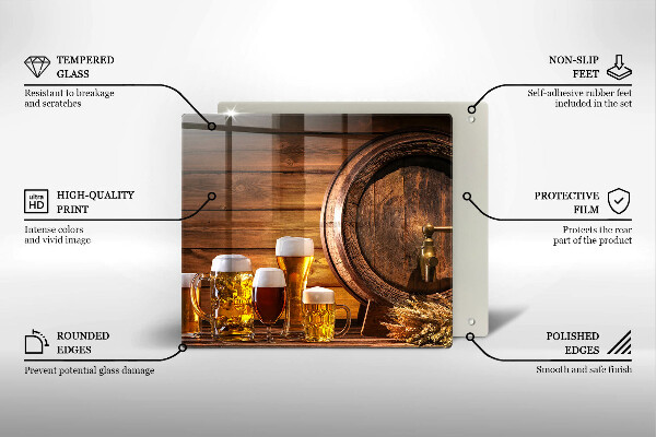 Steklena podloga za rezanje Sod piva