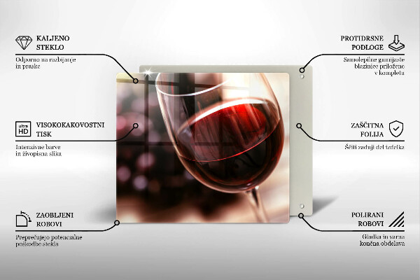 Steklena podloga za rezanje Kozarec rdečega vina
