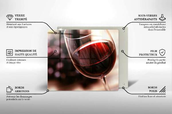 Steklena podloga za rezanje Kozarec rdečega vina