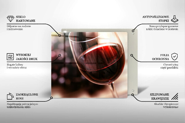 Steklena podloga za rezanje Kozarec rdečega vina