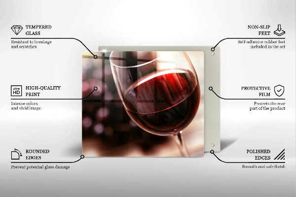 Steklena podloga za rezanje Kozarec rdečega vina