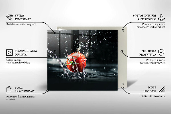 Steklena podloga za rezanje Paradižnik v vodi