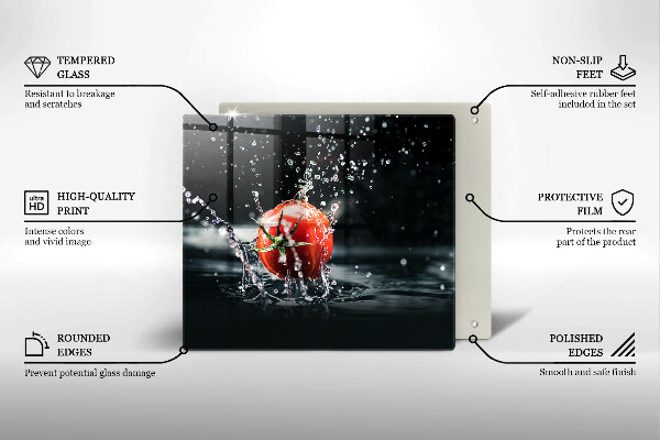 Steklena podloga za rezanje Paradižnik v vodi