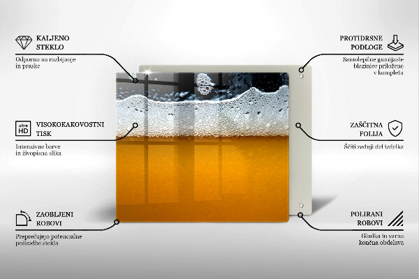 Steklena podloga za rezanje Pijte pivsko peno