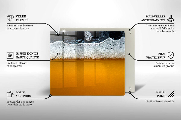 Steklena podloga za rezanje Pijte pivsko peno