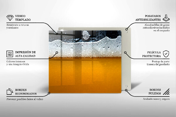 Steklena podloga za rezanje Pijte pivsko peno